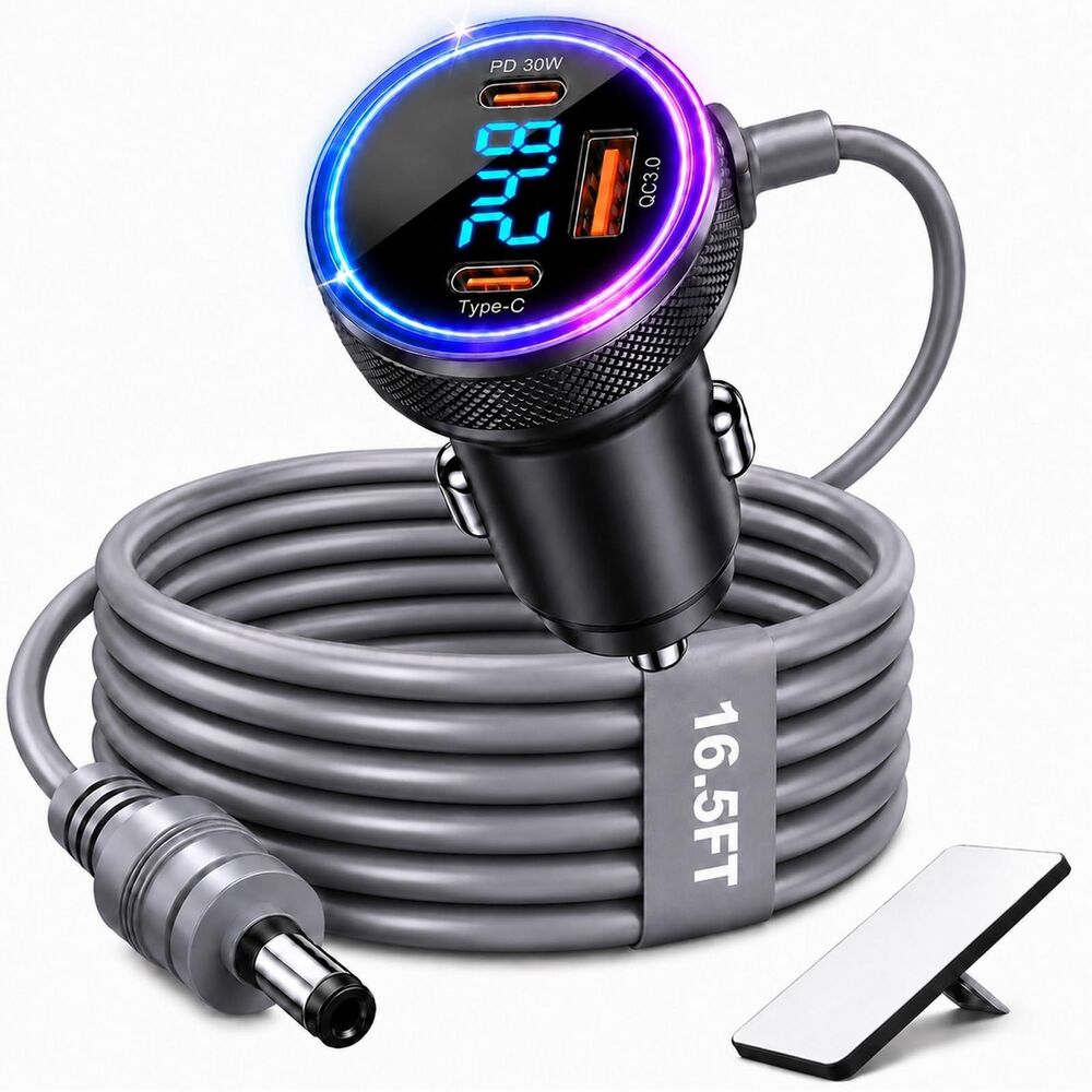 JOMARIUS 4-in-1 Starlink Mini Car Charger Adapter 10FT Cable 12V 24V DC USB-C PD